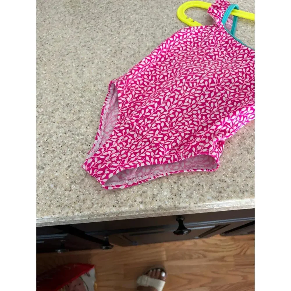Mini Boden‎ swimsuit pink leafs size 2-3